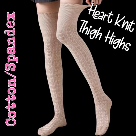 Accessories - 🌸Thigh Highs Cotton/Spandex Heart knit jacquard